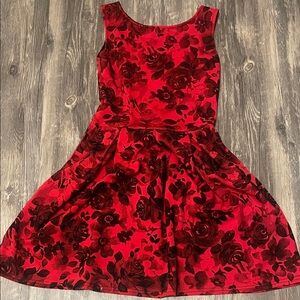 Elegant Red Floral Kids Dress